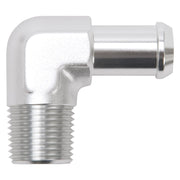 Edelbrock Hose End 90-Deg 1/2In NPT to 5/8In Barb Clear Anodize Edelbrock Fittings