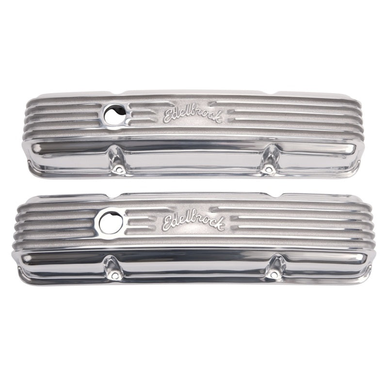 Edelbrock Valve Cover Classic Series Chevrolet 1959-1986 262-400 CI V8 Polshed Edelbrock Valve Covers