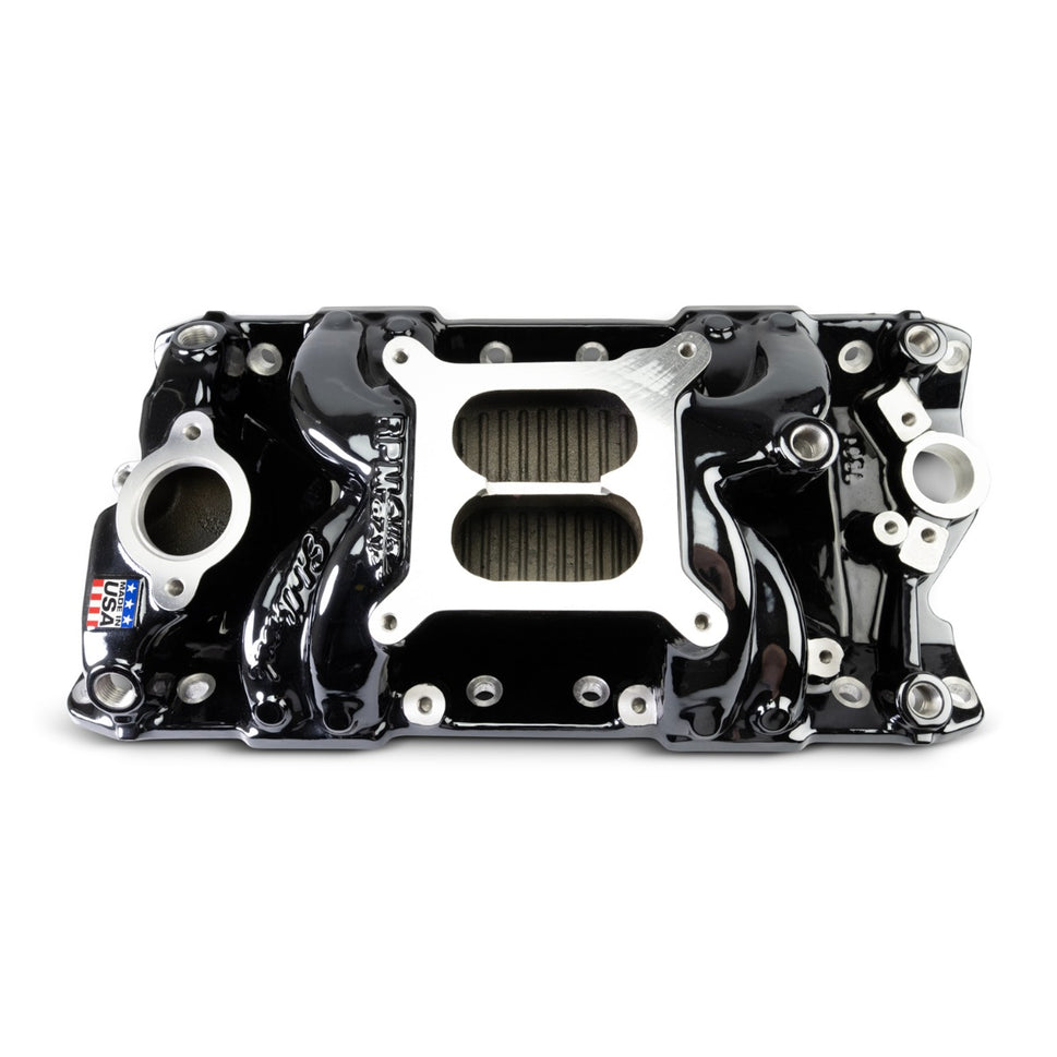 Performer RPM Small Block Chevy AIR-Gap Intake Manifold, Black Plasma Finish