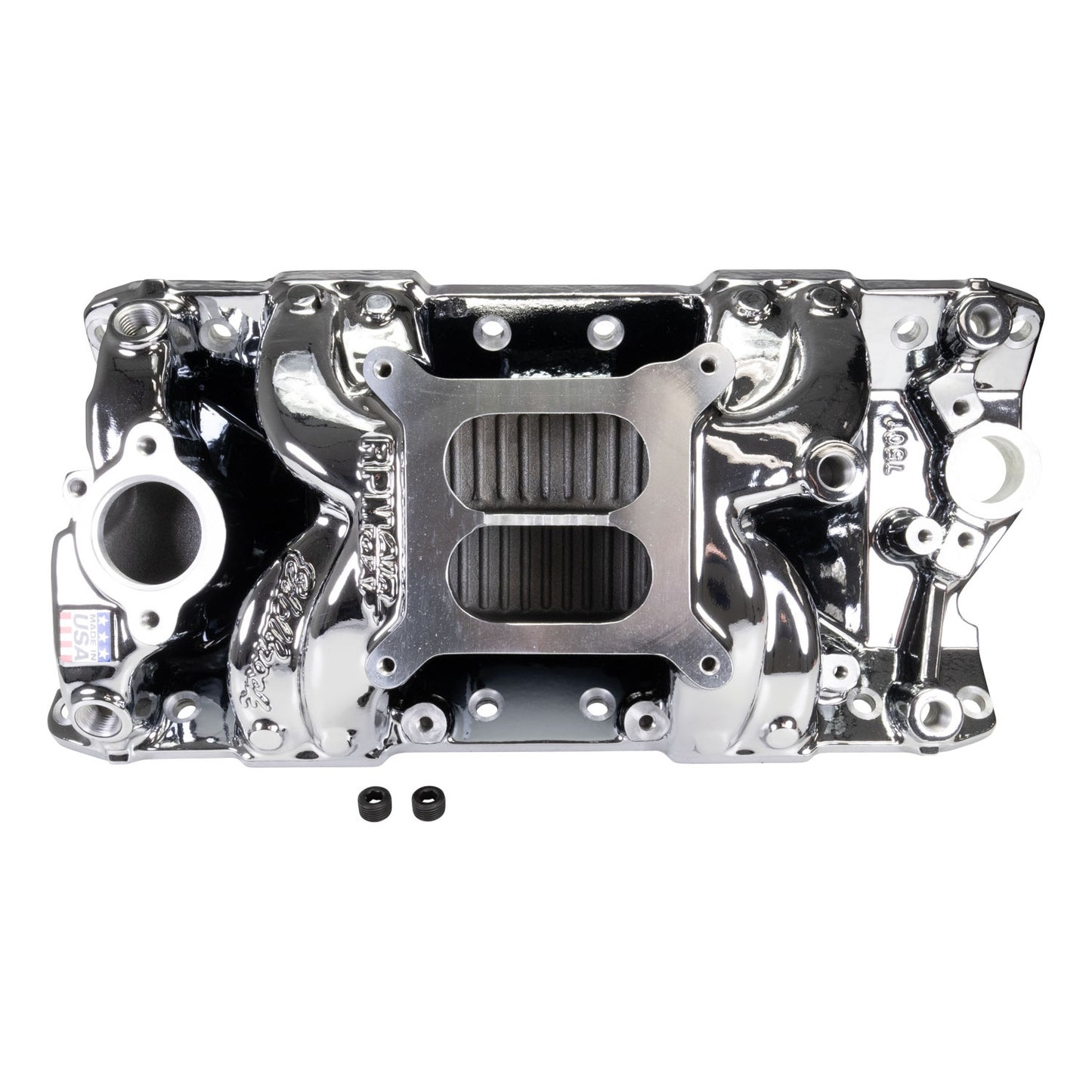 Performer RPM Small Block Chevy AIR-Gap Intake Manifold, Chrome Plasma Finish