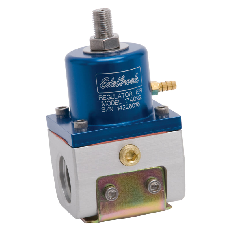 Edelbrock Fuel Pressure Regulator EFI 180 GPH 35-90 PSI -10In/Out -6 Return Blue/Clear Edelbrock Fuel Pressure Regulators