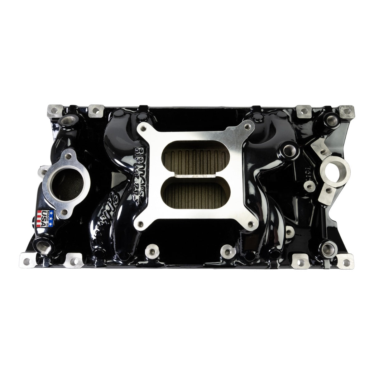 Edelbrock RPM Air-Gap Manifold for Small-Block Chevy Vortec, Black Plasma Finish