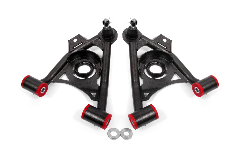 BMR 79-93 Fox Mustang Non-Adj Lower A-Arms Standard Ball Joint Spring Pocket - Black Hammertone BMR Suspension Control Arms