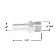 Spectre Fuel Fitting 3/8in. Hose Barb NPT Threads - Chrome Spectre Fittings