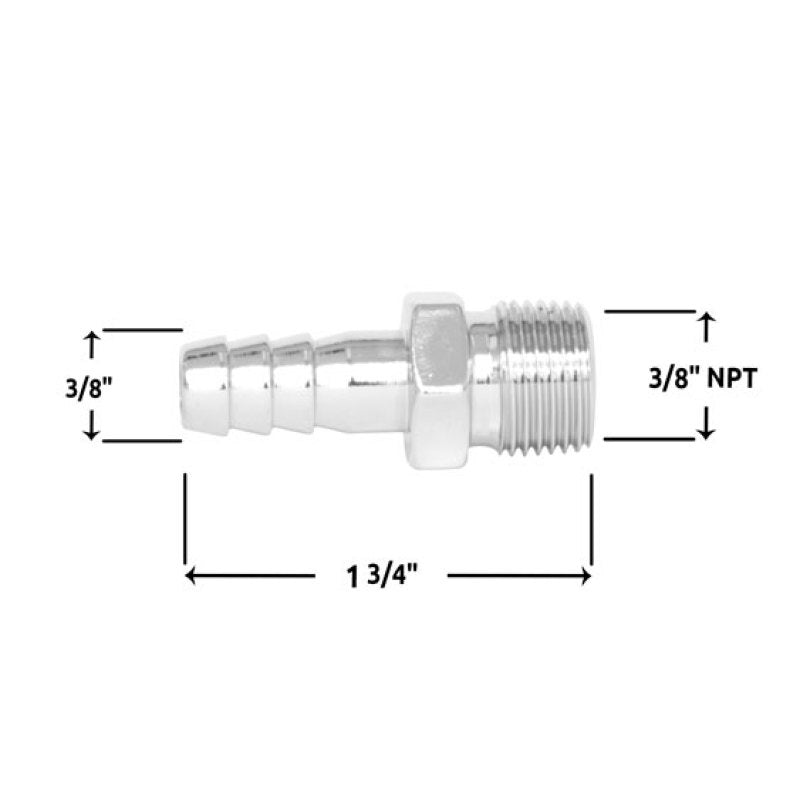 Spectre Fuel Fitting 3/8in. Hose Barb NPT Threads - Chrome Spectre Fittings