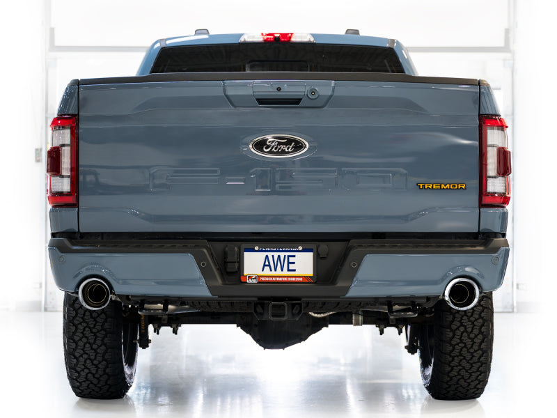 AWE Tuning 2021+ Ford F150 Tremor w/ Bumper Cutouts 0FG Non-Resonated Cat-Back w/ Chrome Silver Tips AWE Tuning Catback