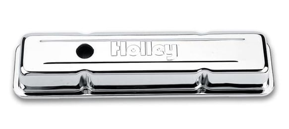 Holley Embossed Valve Cover - SBC - Stamped Steel - Chrome 241-80 HOLLEY Autoparts