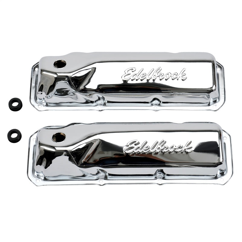 Edelbrock Valve Cover Signature Series Ford 351M-400-351C CI V8 Chrome Edelbrock Valve Covers