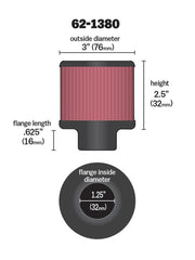 K&N 1.25in Flange ID x 3in OD x 2.5 inch H Rubber Base Crankcase Vent Filter K&N Engineering Air Filters - Universal Fit