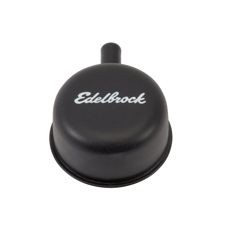 Edelbrock Round Cap w/ Nipple Black Edelbrock Valve Covers