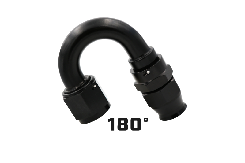 Aeromotive PTFE Hose End - AN-08 - 180 Deg - Black Anodized Aeromotive Fittings