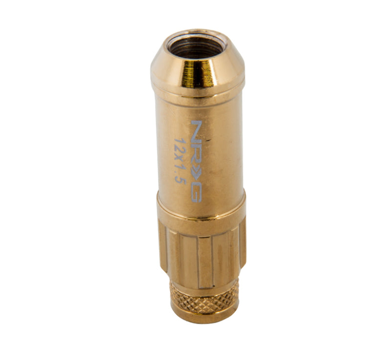NRG 700 Series M12 X 1.5 Steel Lug Nut w/Dust Cap Cover Set 21 Pc w/Locks & Socket - Chrome Gold NRG Lug Nuts