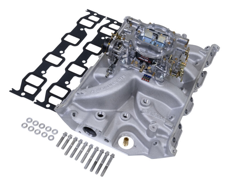 Edelbrock Manifold And Carb Kit Performer RPM Ford FE Natural Finish Edelbrock Intake Manifolds