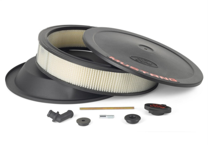 Ford Racing Air Cleaner Kit - Black Crinkle Finish w/ Red Mustang Emblem Ford Racing Air Filters - Universal Fit
