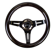 NRG Classic Wood Grain Steering Wheel (310mm) Black w/Black Chrome 3-Spoke Center NRG Steering Wheels