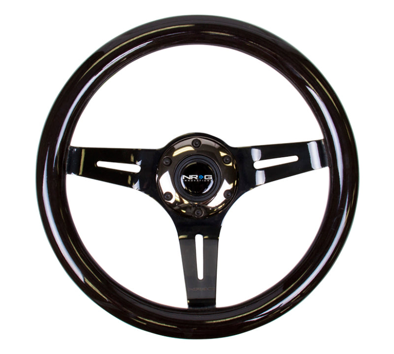 NRG Classic Wood Grain Steering Wheel (310mm) Black w/Black Chrome 3-Spoke Center NRG Steering Wheels