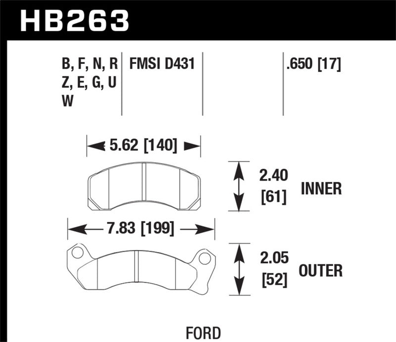 Hawk 1987-1993 Ford Mustang GT 5.0 HPS 5.0 Front Brake Pads Hawk Performance Brake Pads - Performance