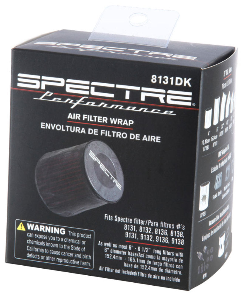 Spectre Universal Pre-Filter Wrap 6in. x 6.125in. - Black Spectre Pre-Filters