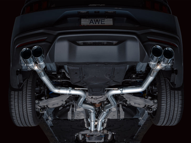 AWE 2024 Ford Mustang GT Fastback S650 RWD Track Edition Cat-Back Exhaust w/ Quad Chrome Silver Tips AWE Tuning Catback