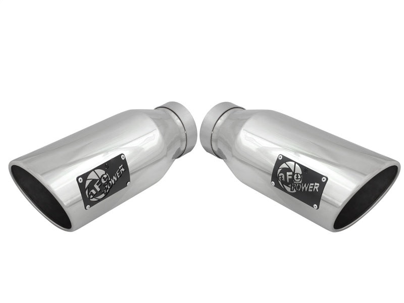 aFe MACH Force-XP 304 SS Single Wall Polished Exhaust Tip Pair 4in Inlet x 6in Outlet x 15in L aFe Tips