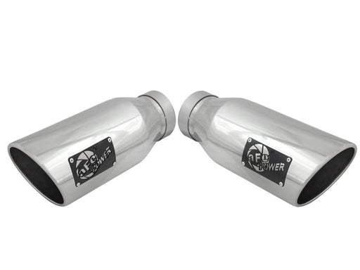aFe MACH Force-XP 304 SS Single Wall Polished Exhaust Tip Pair 4in Inlet x 6in Outlet x 15in L aFe Tips