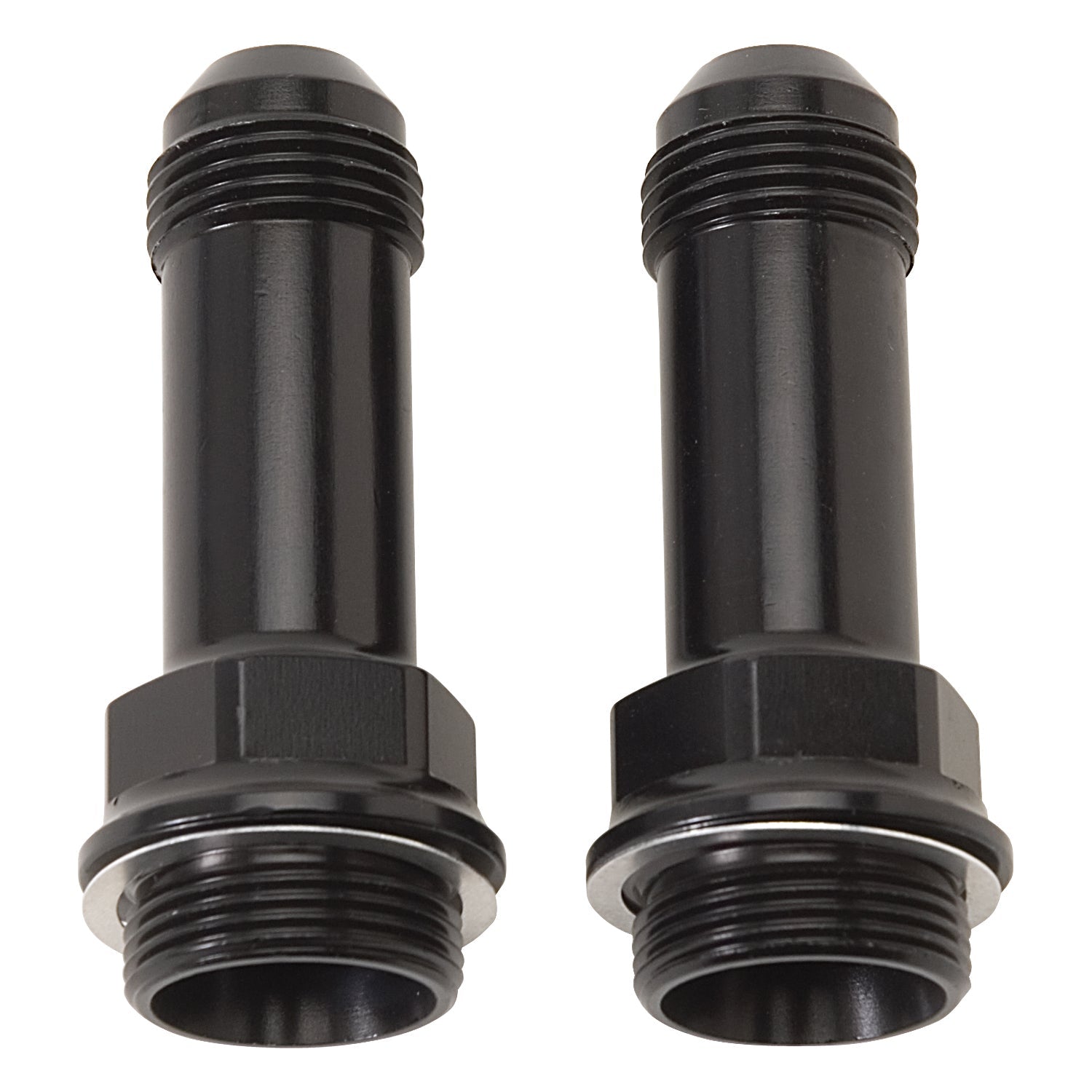 7/8" -20 X 6AN Male Flare Ext. Carb Fitting, Holley Dual Feed (2") Black - Pair