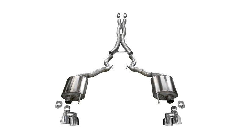 Corsa 2018-2023 Ford Mustang GT Convertible Sport Cat-Back Exhaust w/ 4in Tips CORSA Performance Catback