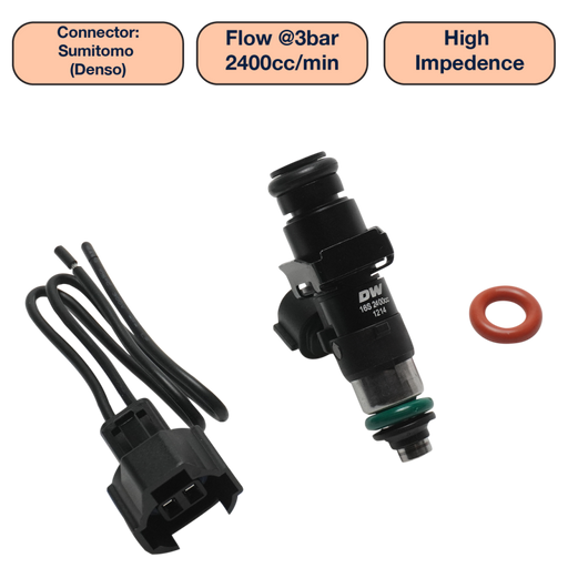 DeatschWerks Universal 2400cc Single Fuel Injector / 48mm Length / 14mm O-Ring Seals DeatschWerks Fuel Injectors - Single