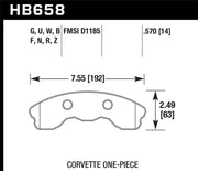 Hawk 2010-2013 Chevy Corvette Grand Sport (One-Piece Pads) High Perf. Street 5.0 Front Brake Pads Hawk Performance Brake Pads - Performance