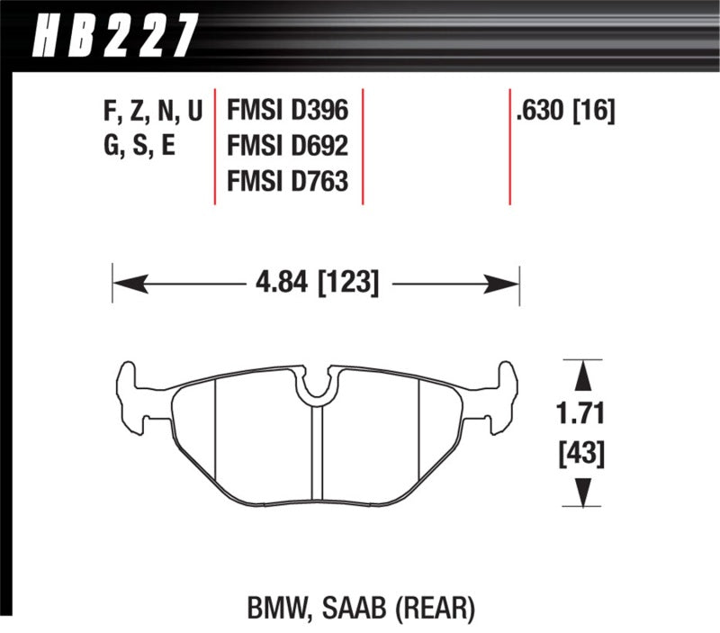 Hawk 92-95 BMW 318i 1.8L Base Sedan Rear ER-1 Brake Pads Hawk Performance Brake Pads - Racing