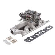 Edelbrock Manifold And Carb Kit Performer RPM Small Block Chevrolet 1957-1986 Natural Finish Edelbrock Intake Manifolds