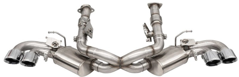 Corsa 20-25 Corvette C8 3in Valved Cat-Back 4.5in Pol Quad Tips Fits Factory Perf Exhaust DeletesAFM CORSA Performance Catback