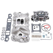 Edelbrock Manifold And Carb Kit Performer RPM Small Block Chevrolet 1957-1986 Natural Finish Edelbrock Intake Manifolds