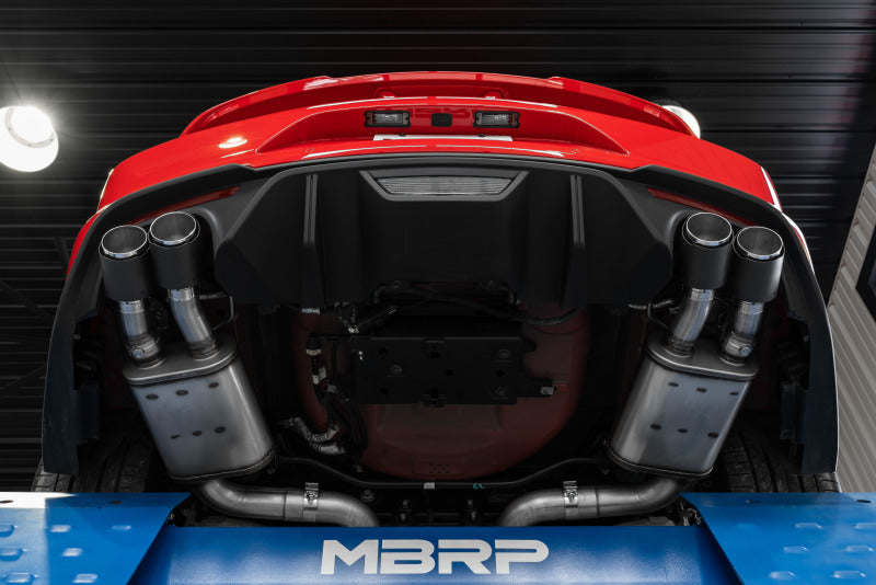 MBRP 18-20 Ford Mustang GT 5.0 w/ Quad Tip Active Exhaust Cat Back Split Rear T304 w/ Carb Fib Tips MBRP Catback