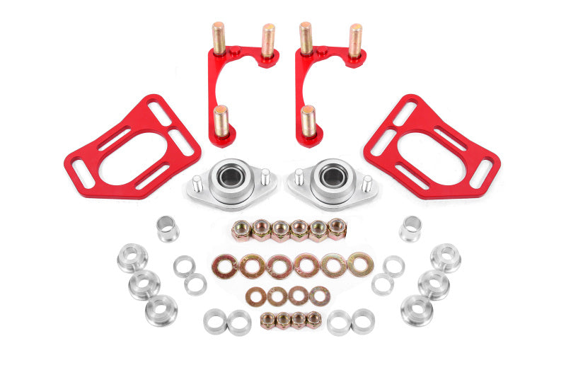 BMR 90-93 Fox Mustang Caster Camber Plates - Red BMR Suspension Shock Mounts & Camber Plates