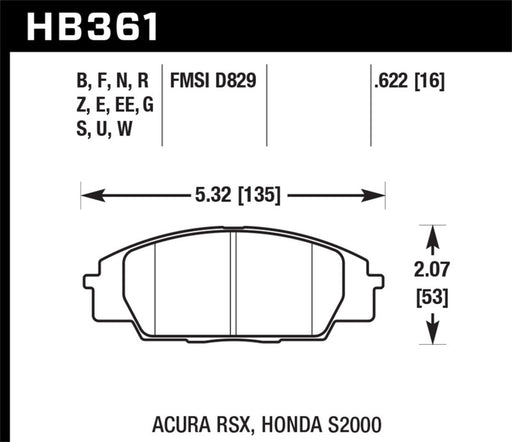 Hawk 02-05 Acura RSX 2.0L Type-S OE Incl. Shims Front ER-1 Brake Pads Hawk Performance Brake Pads - Racing