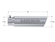 MBRP Universal 5in OD Angled Rolled End 4in Inlet 18in Length T304 Exhaust Tip MBRP Steel Tubing