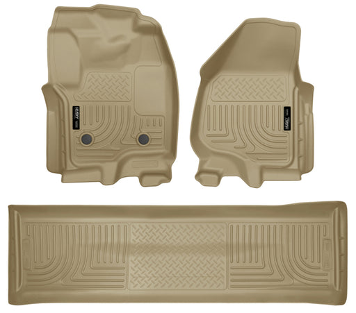 Husky Liners 2012.5 Ford SD Crew Cab WeatherBeater Combo Tan Floor Liners (w/o Manual Trans Case) Husky Liners Floor Mats - Rubber