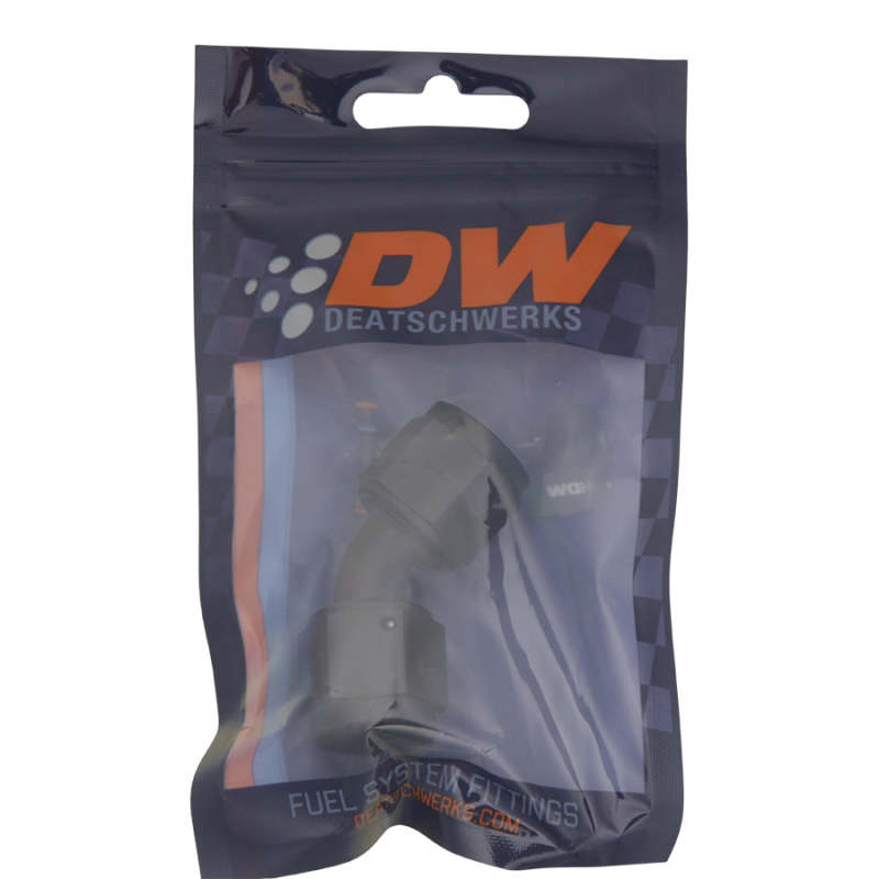 DeatschWerks 8AN Flare Female Swivel 45-Degree to 8AN Flare Female Swivel - Anodized Matte Black DeatschWerks Fittings