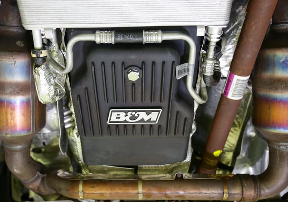 B&M Hi-Tek Heavy-Duty Deep Transmission Pan - Ford 10R80 - Aluminum - Black 71400 B&M Autoparts