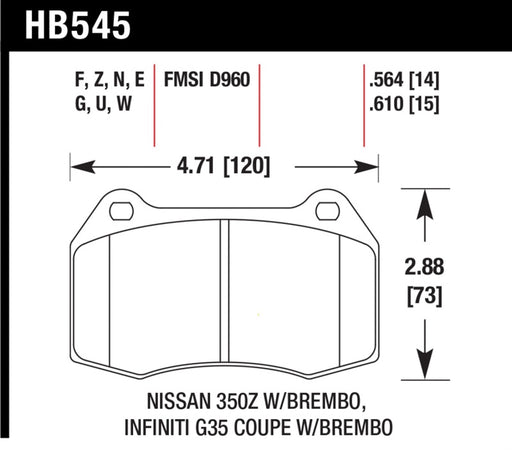 Hawk 04-09 Infiniti G35 3.5L Base Brembo Brakes OE Incl. Pin Clips Shims Front ER-1 Brake Pads Hawk Performance Brake Pads - Racing