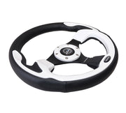 NRG Reinforced Steering Wheel (320mm) Blk w/White Trim & 4mm 3-Spoke NRG Steering Wheels