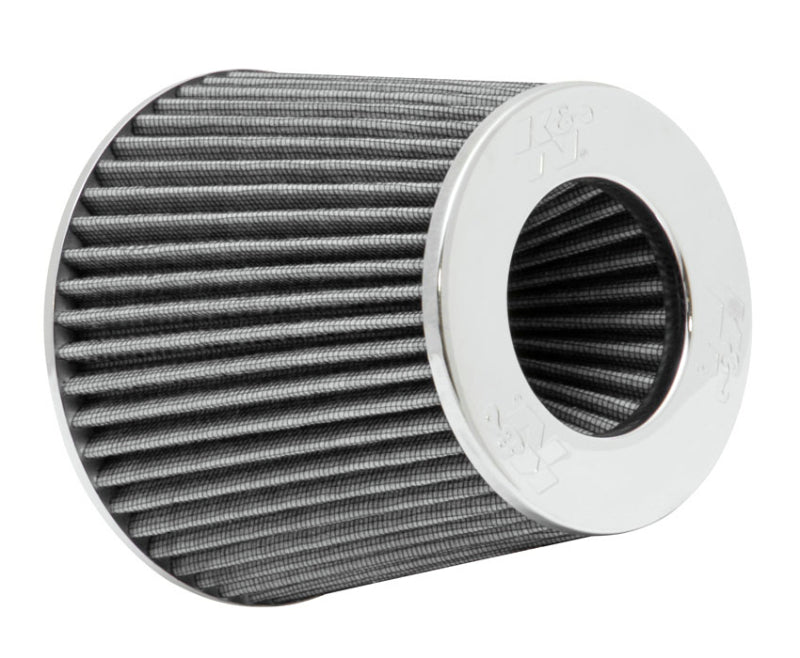 K&N Universal Filter Chrome Round Tapered White - 4in Flange ID x 1.125in Flange Length x 5.5in H K&N Engineering Air Filters - Universal Fit