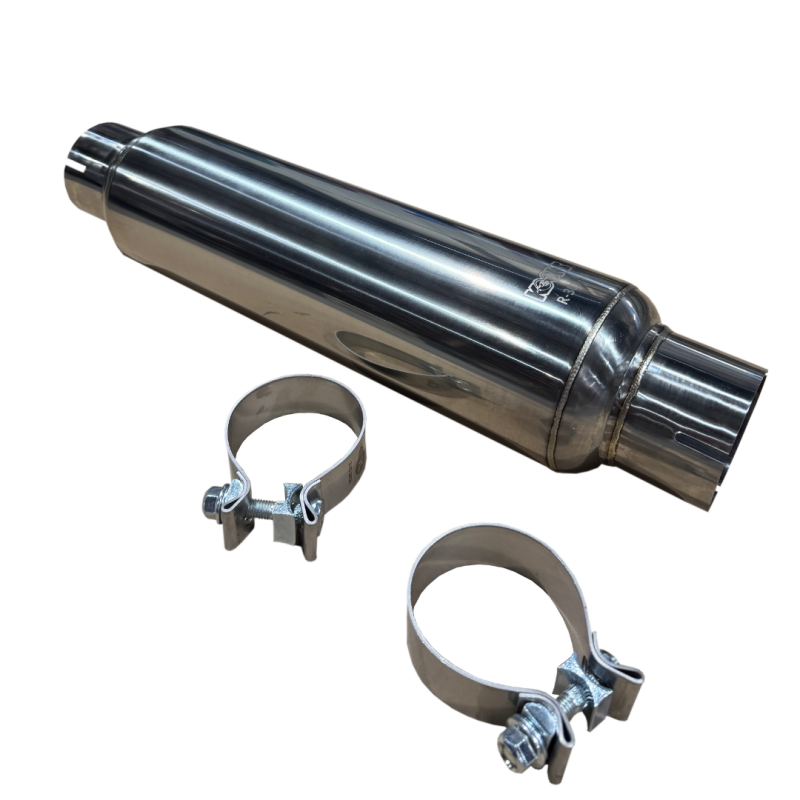 Kooks 3in. Round Clamp In Muffler 14in. Long Polished Stainless Steel Kooks Headers Muffler