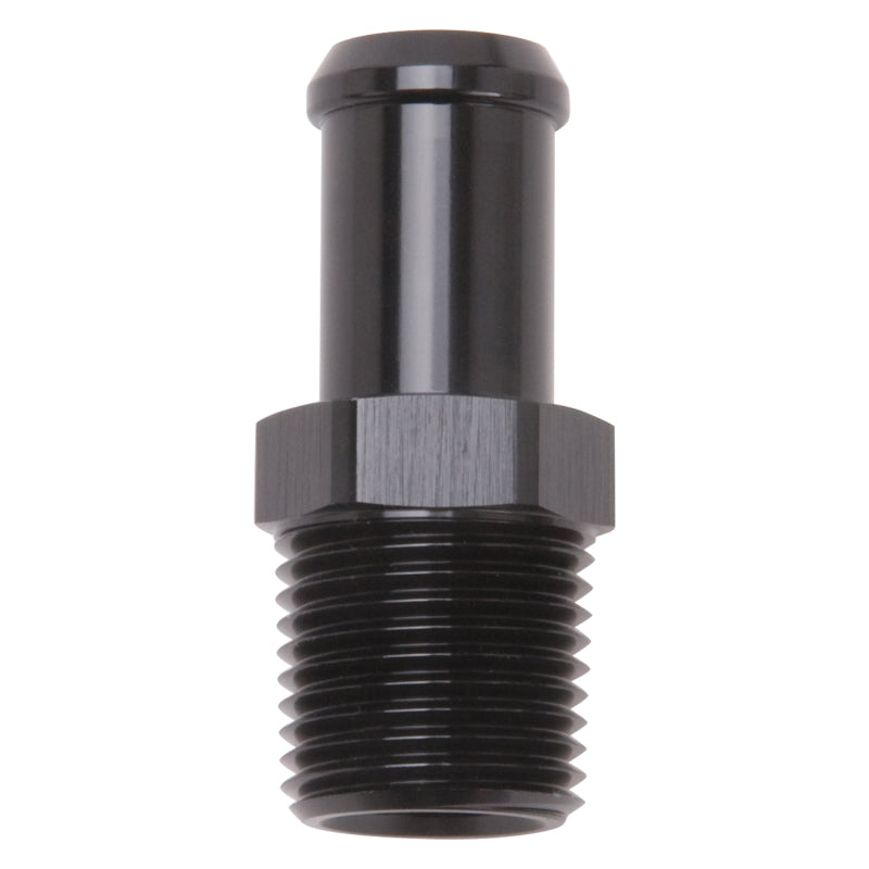 Edelbrock Hose End Straight 1/2In NPT to 5/8In Barb Black Anodize Edelbrock Fittings