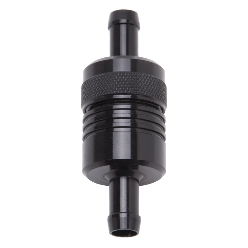 Edelbrock Fuel Filter Aluminum 3In X 01/ 1/8In 3/8In Inlet/Outlet Black Edelbrock Fuel Filters