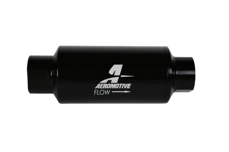 Aeromotive In-Line Filter 10AN 10 Micron Microglass Element Bright-Dip Black 2in OD Aeromotive Fuel Filters
