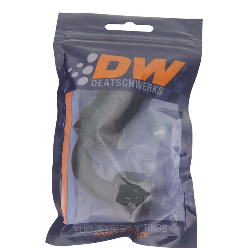DeatschWerks 8 AN Female Flare Swivel 120-Degree Hose End CPE - Anodized Matte Black DeatschWerks Fittings