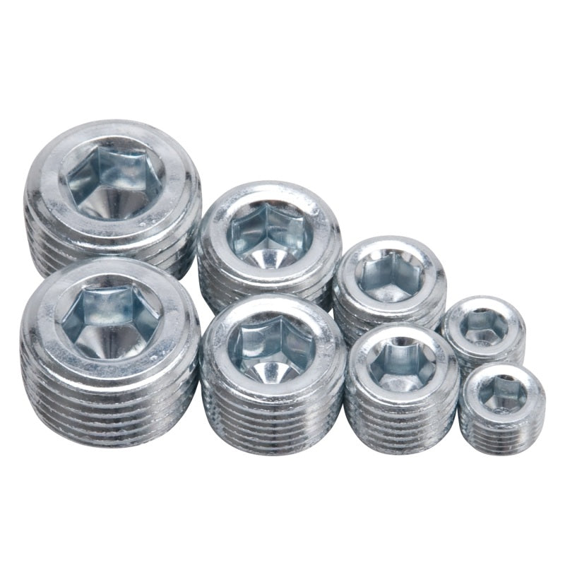 Edelbrock Fittings Pipe Plug Kit Internal Allen Head 1/8In 1/4In 3/8In 1/2In NPT Set of 8 Edelbrock Fittings