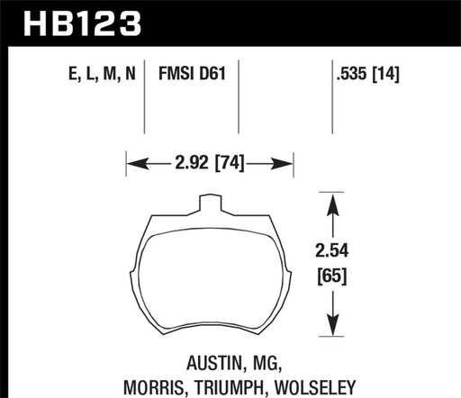Hawk 64-70 Austin Healey Sprite Front ER-1 Brake Pads Hawk Performance Brake Pads - Racing